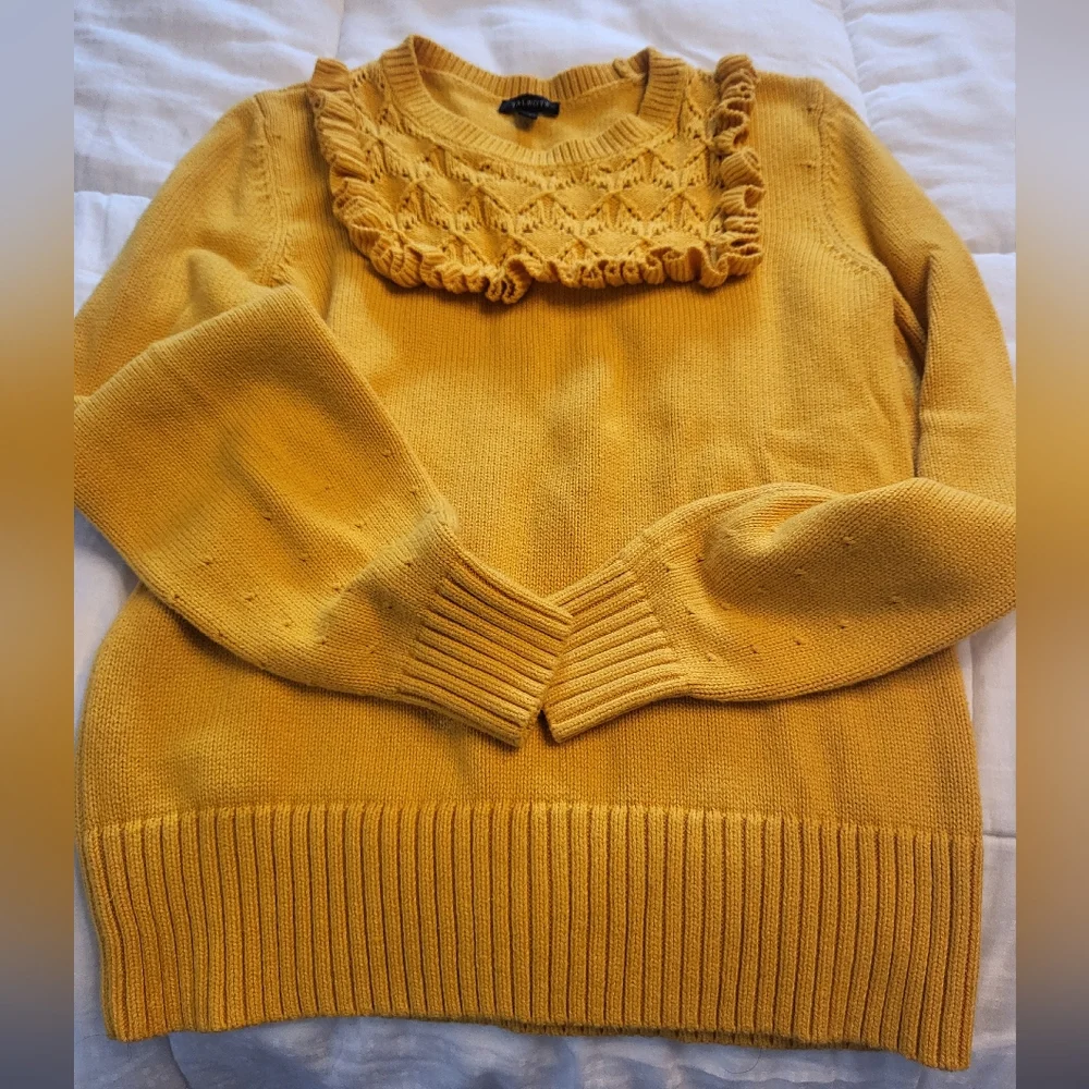 Talbots Yellow Sweater with Ruffle Detail - Picture 1 of 4